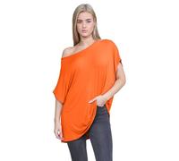 Hamishkane® Batwing Sleeves Oversized Off the Shoulder Top Womens T Shirts | Oversized Relaxed Fit, Scoop Neck Design, Baggy Casual Look, Bardot Neckline, Party Ready Wear, Soft Breathable Fabric