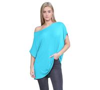 Hamishkane® Batwing Sleeves Oversized Off the Shoulder Top Womens T Shirts | Oversized Relaxed Fit, Scoop Neck Design, Baggy Casual Look, Bardot Neckline, Party Ready Wear, Soft Breathable Fabric