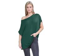 Hamishkane® Batwing Sleeves Oversized Off the Shoulder Top Womens T Shirts | Oversized Relaxed Fit, Scoop Neck Design, Baggy Casual Look, Bardot Neckline, Party Ready Wear, Soft Breathable Fabric