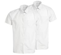 Hamishkane® Boys School Uniform Shirt, Pack of 2 Short Sleeve Shirts, Button-Down School Shirts with Front Pocket, Kids Non Iron Regular fit Plain Shirt, Ages 3-15+ White