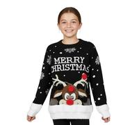 Hamishkane® Christmas Jumper Kids, Reindeer 3D Pom Pom Rudolph Merry Christmas Knitted Jumpers for Girls, Novelty Long Sleeve Xmas Jumpers Boys, Crew Neck Unisex Sweater Red Top 3-13 Years