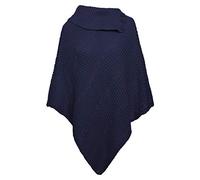 Hamishkane® Chunky Cable Knitted Ponchos for Women, Warm Collared Poncho Sweater, Stylish 3 Button Winter Ladies Shawls and Wraps, Soft Knitwear Cape Women's Cardigan Wrap Top UK Sizes 8-22 Navy