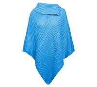 Hamishkane® Chunky Cable Knitted Ponchos for Women, Warm Collared Poncho Sweater, Stylish 3 Button Winter Ladies Shawls and Wraps, Soft Knitwear Cape Women's Cardigan Wrap Top UK Sizes 8-22 Turquoise