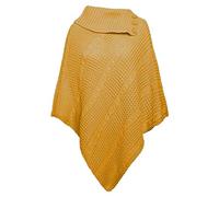 Hamishkane® Chunky Cable Knitted Ponchos for Women, Warm Collared Poncho Sweater, Stylish 3 Button Winter Ladies Shawls and Wraps, Soft Knitwear Cape Women's Cardigan Wrap Top UK Sizes 8-22 Mustard