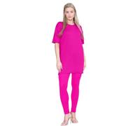 Hamishkane® Co Ord Sets for Women, Plain Ladies Tracksuits, Longline Baggy Oversized Short Sleeve T Shirts Elastic Waist Gym Leggings, Ladies 2 Piece Outfit, Summer Lounge Wear Sets for Women UK