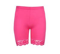 Hamishkane® Girl Cycling Shorts, Stretchy Elasticated Waist Skinny Cropped Dance Lace Tights, Plain Viscose Sports Yoga Short Pants for Kids, Summer Lace Trim Girls Ballet Tights, Size 3-13 Years