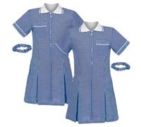 Hamishkane® Girls Gingham School Dress, Pack of 2 Zip Up Short Sleeve Pleated School Uniform Girls, Kids Check Print Gingham Summer Dress With Pockets and Hair Bobble, Ages 3-18