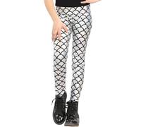 Hamishkane® Girls Mermaid Leggings, Holographic Fish Scale Leggings, Kids Metallic Leggings, Slim Fit Elasticated Waist Trouser, Skinny Party Leggings, Disco Leggings Silver Grey