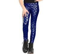Hamishkane® Girls Mermaid Leggings, Holographic Fish Scale Leggings, Kids Metallic Leggings, Slim Fit Elasticated Waist Trouser, Skinny Party Leggings, Disco Leggings Royal Blue