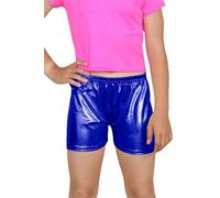 Hamishkane® Girls Metallic Shiny Hot Pants, Booty Shorts Low Rise Bottoms Hot Pants, Plain & Stretchy Pants Perfect for Party, Dance, Nightclub, Competitions, Cheerleading Royal Blue