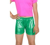Hamishkane® Girls Metallic Shiny Hot Pants, Booty Shorts Low Rise Bottoms Hot Pants, Plain & Stretchy Pants Perfect for Party, Dance, Nightclub, Competitions, Cheerleading Jade Green