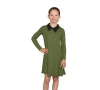 Hamishkane® Girls Peter Pan Collar Dress, Peter Pan Swing Dress for Girls, Long Sleeve Dress for Kids, Girls Party Dress for Halloween, Kids Plain Swing Dress, Girls’ Dresses Age 5-13 Years Khaki