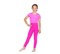 Hamishkane Kids Girls Plain High Waisted Leggings Microfibre Stretchy Slim Fit Dance Sports Pants Neon Pink