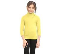 Hamishkane Kids Plain Pastel T-Shirt High Polo Neck Girls Boys Stretchy Casual Long Sleeve Tee Top Yellow