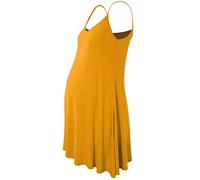 Hamishkane Ladies Maternity Plain Sleeveless Floaty Flare Strappy Swing Cami Dress Top Mustard