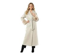 Hamishkane® Long Sleeves Women's Jackets, Classic Lapel Collar with Belted Winter Coats for Women UK, Long Cardigan with Side Pockets Faux Fur Coat, Warm Casual & Daily Party Wear Womens Coats