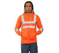 Hamishkane® Mens Boys Hi Vis Reflective Hoody Visibility Contrast Patch Fleece Jacket Work Hoodie Sweatshirt, Pullover Work Jumpers for Men UK, Zip up Hi Viz Work Hoodies for Men UK