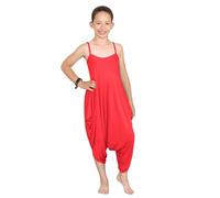 Hamishkane New Kids Girls Cami Jumpsuit Italian Drape Baggy Plain Lagenlook Romper Playsuit Red