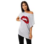 Hamishkane New Ladies Batwing Sleeve Plain Off The Shoulder Bardot Oversize T-Shirt Mini Top