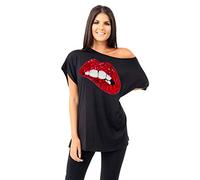 Hamishkane New Ladies Batwing Sleeve Plain Off The Shoulder Bardot Oversize T-Shirt Mini Top