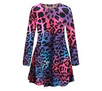 Hamishkane New Ladies Long Sleeve Printed Flared Swing Dress A Line Party Mini Top Plus Size