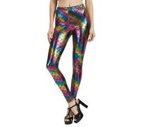 Hamishkane New Ladies Mermaid Fish Scale Print Slim Fit Shiny Disco Metallic Leggings Pants