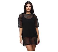 Hamishkane® Oversized T Shirts for Women Short Sleeve Fishnet Sheer Mesh Tops for Women - Soft & Stretchy Longline Summer Tops for Women UK Stylish Summer Women's T-Shirts