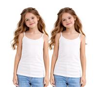 Hamishkane® Pack of 2 Sleeveless Tank Tops for Girls Kids, Spaghetti Straps Vests Cami Top, Base Layer Kids Summer Lightweight Workout Camisole Vest Tops, Girls Clothes Strappy Tank Top 5-13 Years
