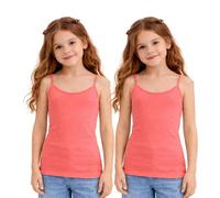 Hamishkane® Pack of 2 Sleeveless Tank Tops for Girls Kids, Spaghetti Straps Vests Cami Top, Base Layer Kids Summer Lightweight Workout Camisole Vest Tops, Girls Clothes Strappy Tank Top 5-13 Years
