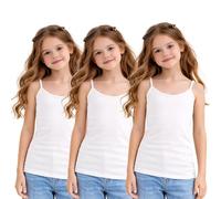 Hamishkane® Pack of 3 Tank Tops for Girls Kids, Spaghetti Straps Solid Vests Cami Top, Base Layer Kids Lightweight Sleeveless Camisole Summer Vest Tops, Girls Clothes Strappy Tank Top 5-13 Years