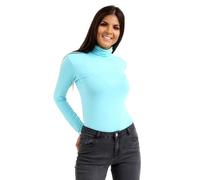 Hamishkane® Turtle Neck Polo Shirts for Women UK, Stretchy Long Sleeve Roll Neck Casual Top, Plain Slim Fit Ladies Polo Shirts, Size 8-26 Mint