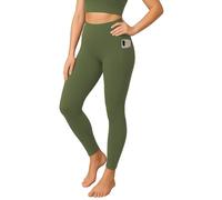 Hamishkane® Women High Waisted Gym Leggings, Soft Stretchy Breathable Tummy Control Workout Leggings with Pockets Women Activewear Dance, Running, Yoga Pants Khaki