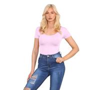 Hamishkane® Women’s Bodysuits, Round Neck Leotard, Short Cap Sleeve Body Suit, Stretch Bodysuits for Women UK, Plunge Bodysuit, T-Shirt Top Body Suits Women Baby Pink