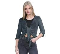 Hamishkane® Women’s Shrugs, Double Fine Knit Bolero Cardigans for Women, 3/4 Sleeve Tie Front Top, Stretchy Cropped Cardigan, Ladies Evening Tops, Lightweight Summer Shrug Charcoal