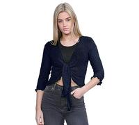 Hamishkane® Women’s Shrugs, Double Fine Knit Bolero Cardigans for Women, 3/4 Sleeve Tie Front Top, Stretchy Cropped Cardigan, Ladies Evening Tops, Lightweight Summer Shrug Navy