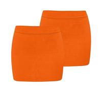 Hamishkane® Womens Bodycon Mini Skirt, Pack of 2 Stretchy Plain Summer Skirts for Women UK, High Waisted Micro Pencil Skirt, Elegant Casual Wear, Stylish Ladies Party Wear Neon Orange