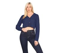 Hamishkane® Womens Cable Knitted Cardigan, 3 Buttons Short Cardigans for Women UK, Ladies Party Jumpers Chunky Cropped Sweater Ladies Winter Cardigans, Casual Warm Long Sleeve Top Navy
