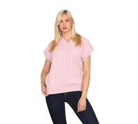 Hamishkane® Womens Cable Knitted Vest, V Neck Ladies Tank Top, Pullover Sweater Vest, Ladies Sleeveless Jumper, Casual Warm Chunky Knit Jumper, Loose Winter Jumper, Baggy Jumpers Women UK Rose Pink