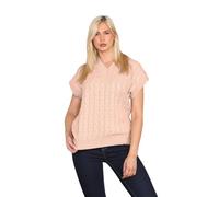 Hamishkane® Womens Cable Knitted Vest, V Neck Ladies Tank Top, Pullover Sweater Vest, Ladies Sleeveless Jumper, Casual Warm Chunky Knit Jumper, Loose Winter Jumper, Baggy Jumpers Women UK Nude