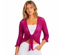 Hamishkane® Women's Cardigans, Double Fine Knit Bali Tie Up Shrug for Women - Perfect Stretchy Cropped Cardigan for Layering Over Summer Dresses & Tops Magenta