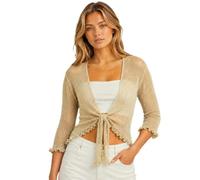 Hamishkane® Women's Cardigans, Double Fine Knit Bali Tie Up Shrug for Women - Perfect Stretchy Cropped Cardigan for Layering Over Summer Dresses & Tops