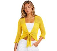 Hamishkane® Women's Cardigans, Double Fine Knit Bali Tie Up Shrug for Women - Perfect Stretchy Cropped Cardigan for Layering Over Summer Dresses & Tops