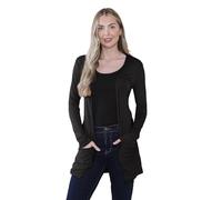 Hamishkane® Women's Cardigans - Elegant and Comfortable Long Sleeve Open Collared Maxi Boyfriend Cardigans for Women UK with Pockets - Ideal Lightweight Summer Cardigans for Women UK Black