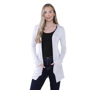 Hamishkane® Women's Cardigans - Elegant and Comfortable Long Sleeve Open Collared Maxi Boyfriend Cardigans for Women UK with Pockets - Ideal Lightweight Summer Cardigans for Women UK White