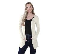 Hamishkane® Women's Cardigans - Elegant and Comfortable Long Sleeve Open Collared Maxi Boyfriend Cardigans for Women UK with Pockets - Ideal Lightweight Summer Cardigans for Women UK Cream