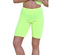 Hamishkane® Womens Cycling Shorts, Soft Stretchy Elasticated Waist Over Knee Sports Running Shorts, Plain Skinny Fit Yoga Gym Workout Women Activewear Neon Yellow