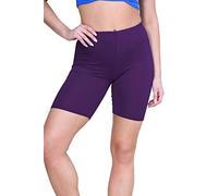 Hamishkane® Womens Cycling Shorts, Soft Stretchy Elasticated Waist Over Knee Sports Running Shorts, Plain Skinny Fit Yoga Gym Workout Women Activewear Purple