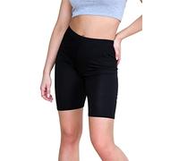 Hamishkane® Womens Cycling Shorts, Soft Stretchy Elasticated Waist Over Knee Sports Running Shorts, Plain Skinny Fit Yoga Gym Workout Women Activewear Black