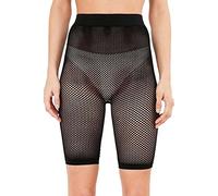 Hamishkane® Women's Fishnet Cycling Shorts - Black Mesh High Waisted Gym Shorts, See Through Running Shorts Womens, Elastic Waist Hot Pants for Sports & Yoga