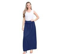 Hamishkane® Womens Gypsy, Fold Over Pleated Long Line Summer, Stretch Jersey, Elasticated Waist Plain Ankle Length Skirt, Casual Floor Length Long Maxi Skirts Blue